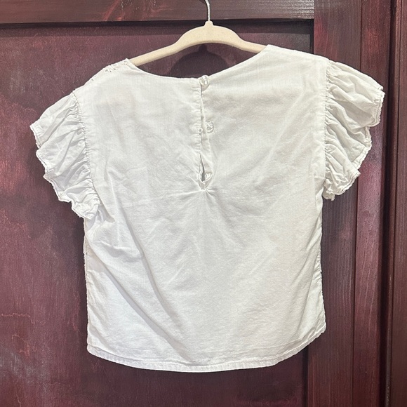 White Eyelet Ruffle Sleeve Top - Picture 3 of 5